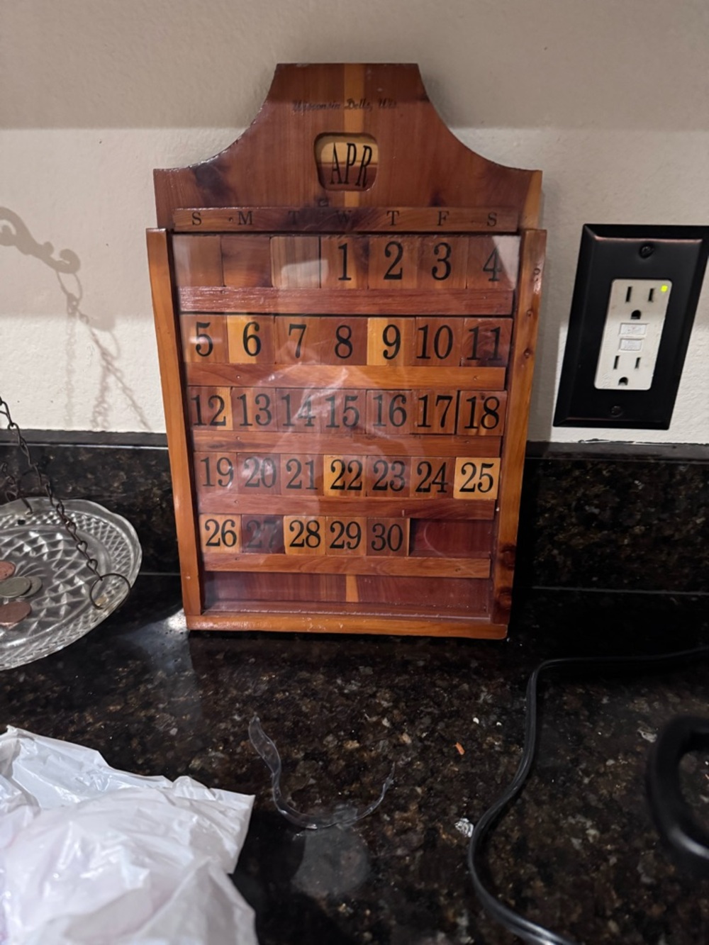 Wooden Perpetual Wall Calendar - Brown